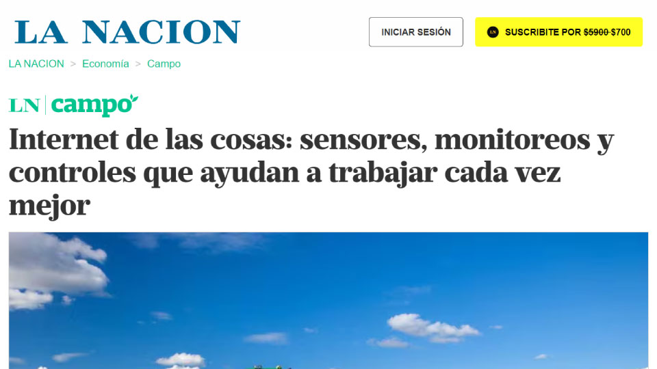 Movilgate en el suplemento Campo del diario La Nación: IoT y sus beneficios para el agro